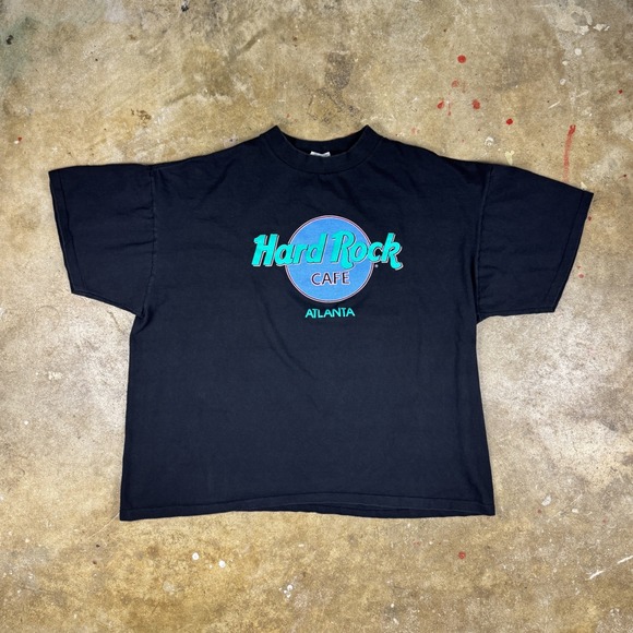 Hard Rock Cafe Other - Vintage Hard Rock Cafe Atlanta T-Shirt Men's XL Black USA Made 90s Neon Logo Tee